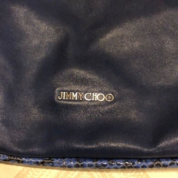 Jimmy Choo Blue Satin Leather/Elaphe Shoulder Bag - Picture 7 of 8